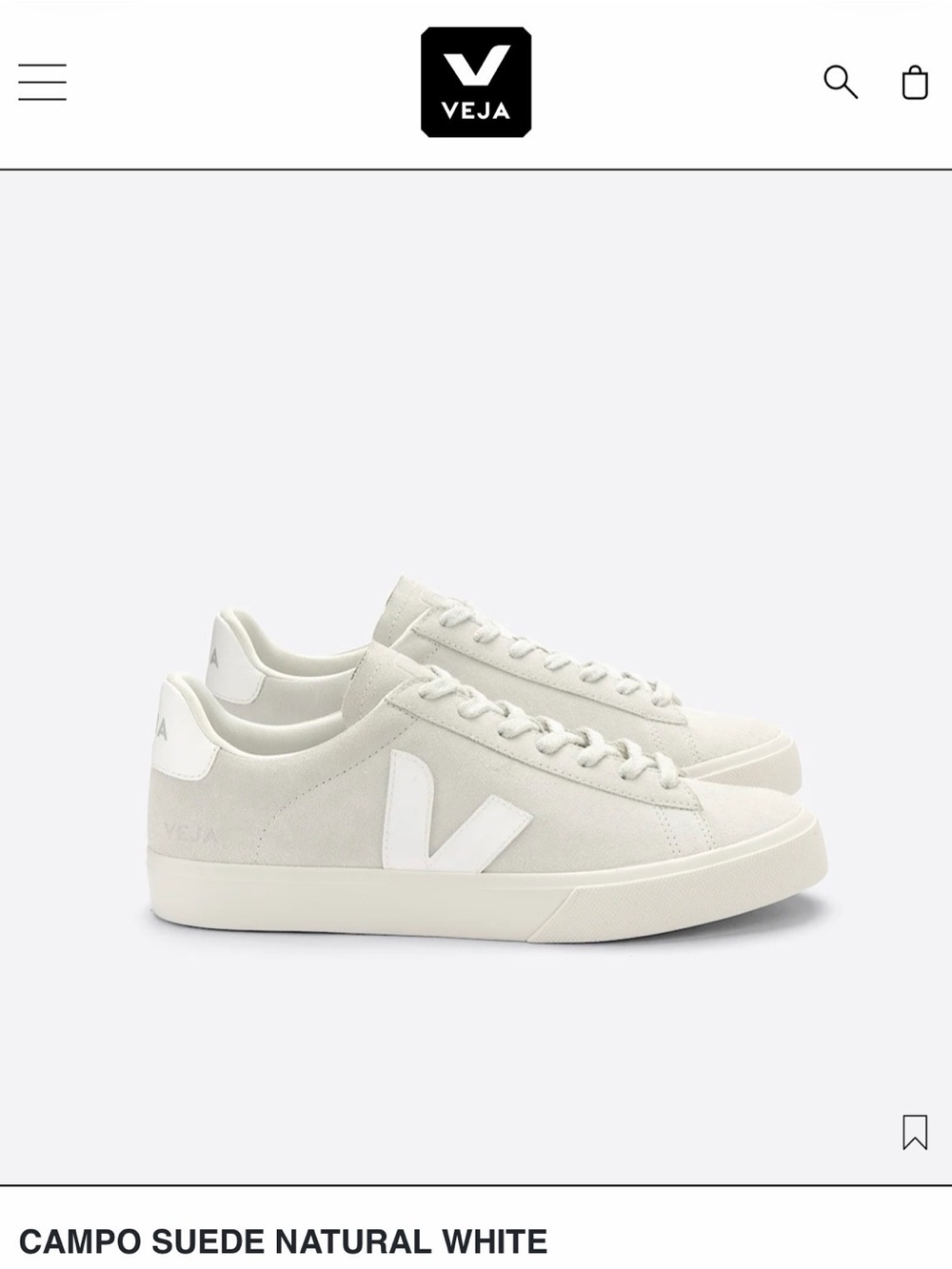 VEJA Campo Suede Natural White Women’s Sneakers NWOB